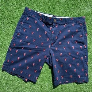 J. Crew Blue Shorts Men’s 34 Lobster Crawfish Print 9” Inseam Nautical Chino